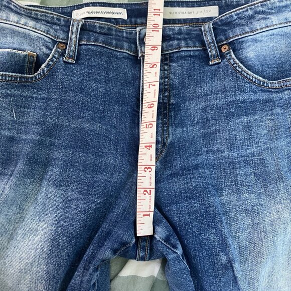 Anthropologie Picro Slim Straight Jeans Womens 32 Distressed Blue Stretch - Picture 7 of 9